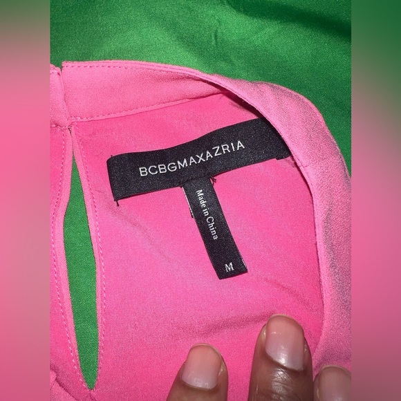 BCBG MAXAZRIA HOT PINK HI LOW ASYMMETRICAL MIDI DRESS SIZE MEDIUM - Picture 4 of 5